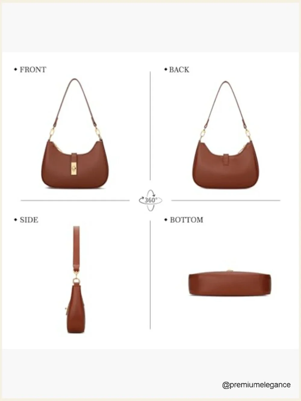 Vegan Leather Crescent Hobo Shoulder Bag with Chain